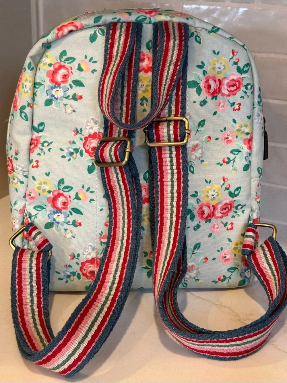 Cath Kidston Mint Floral Kids Backpack with Pink & Yellow Roses